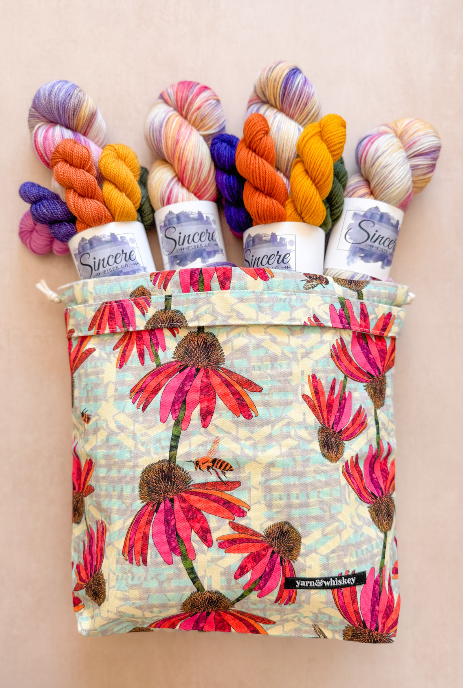 Bees & Wildflowers Handmade Project Bag