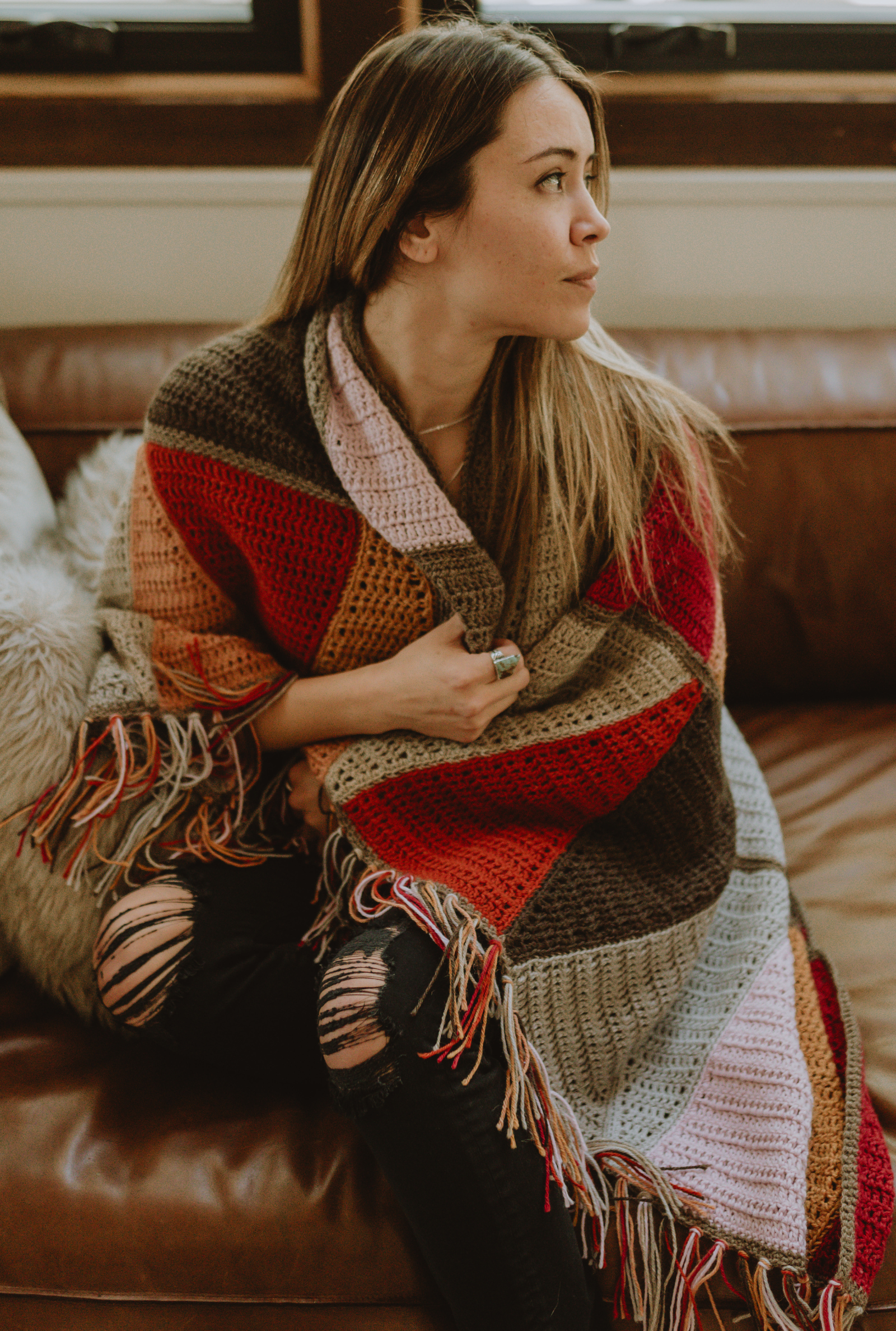 Rustic Rainbow Throw // Crochet PDF Pattern