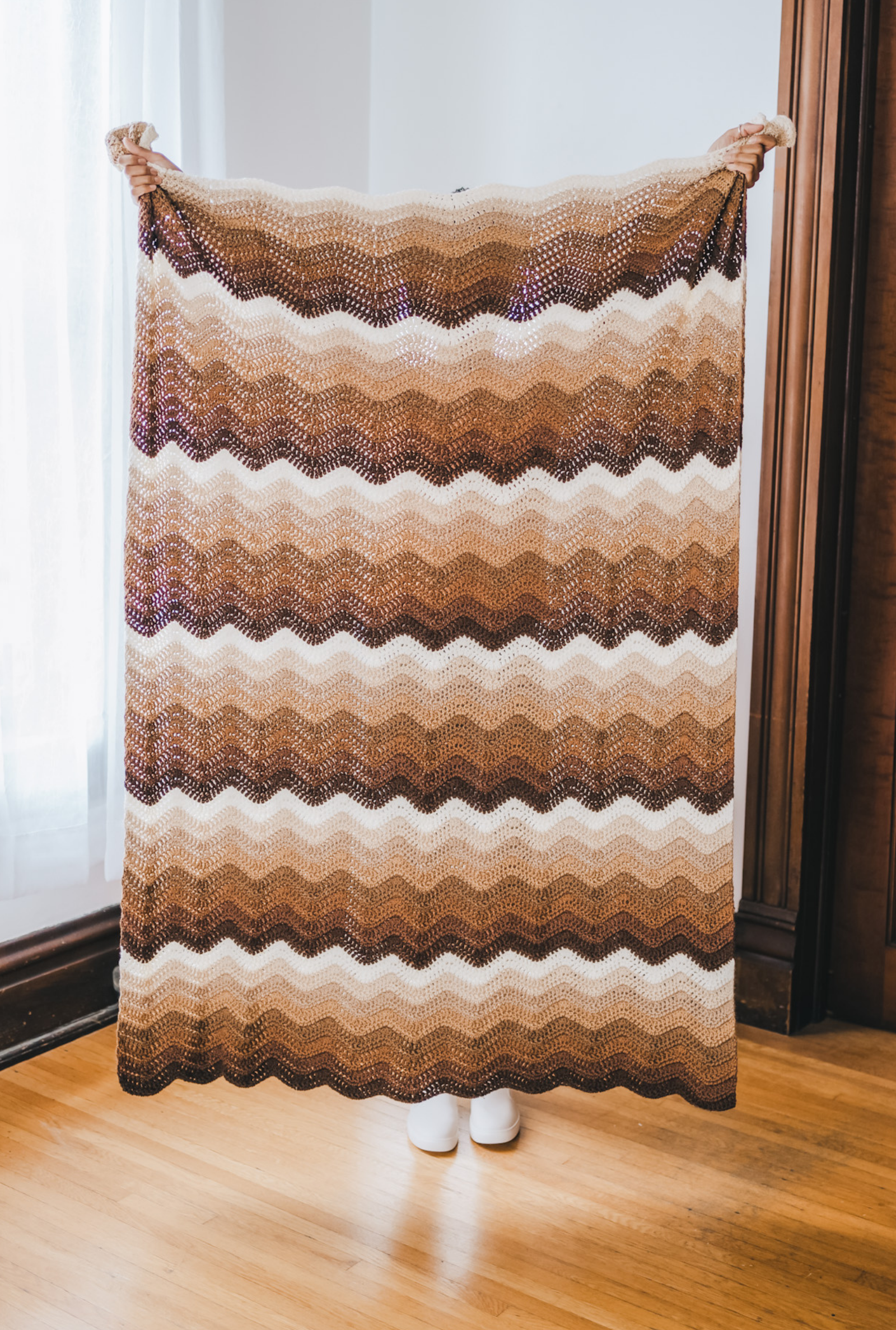 Mocha Ripple Afghan // Crochet PDF Pattern