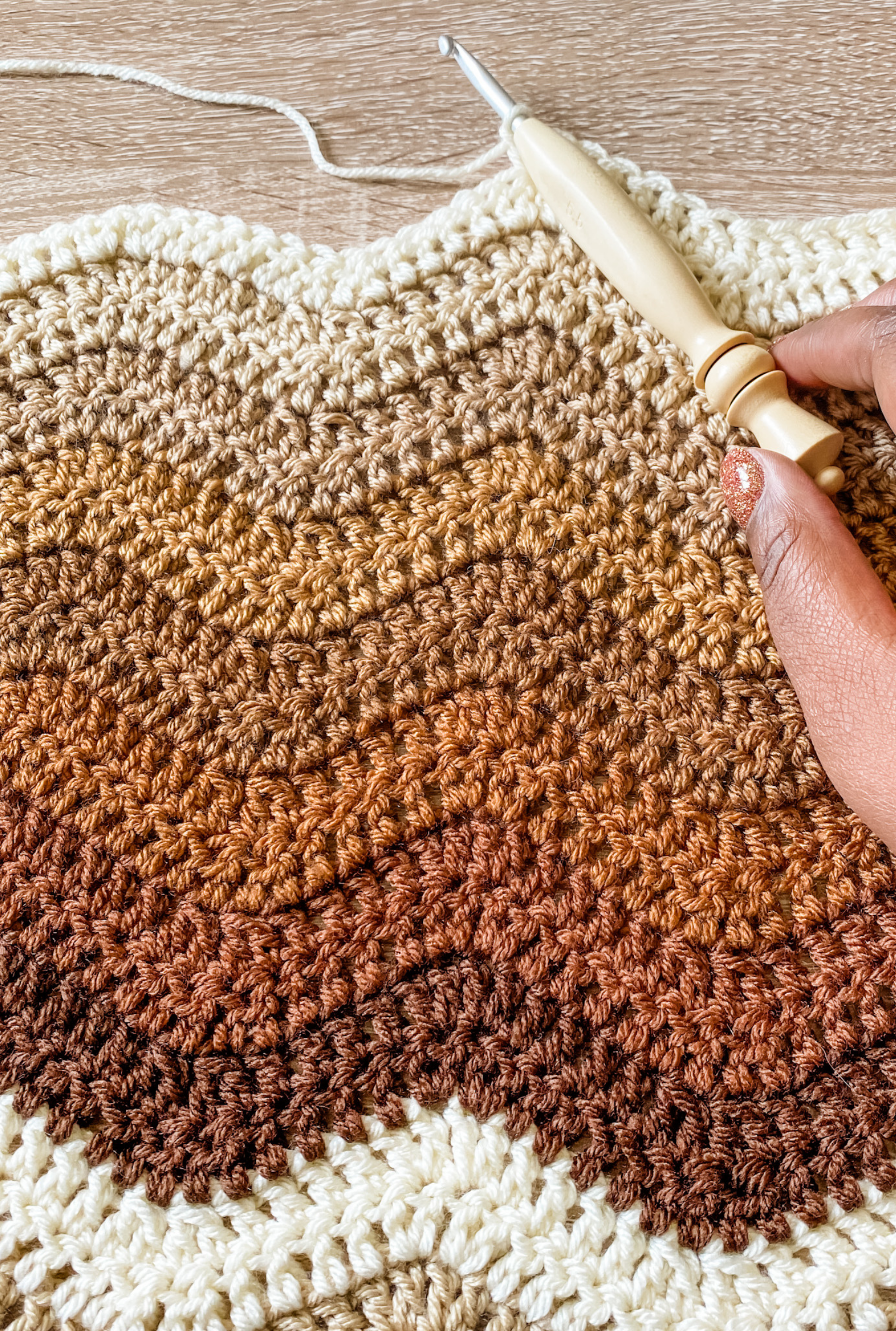 Mocha Ripple Afghan // Crochet PDF Pattern