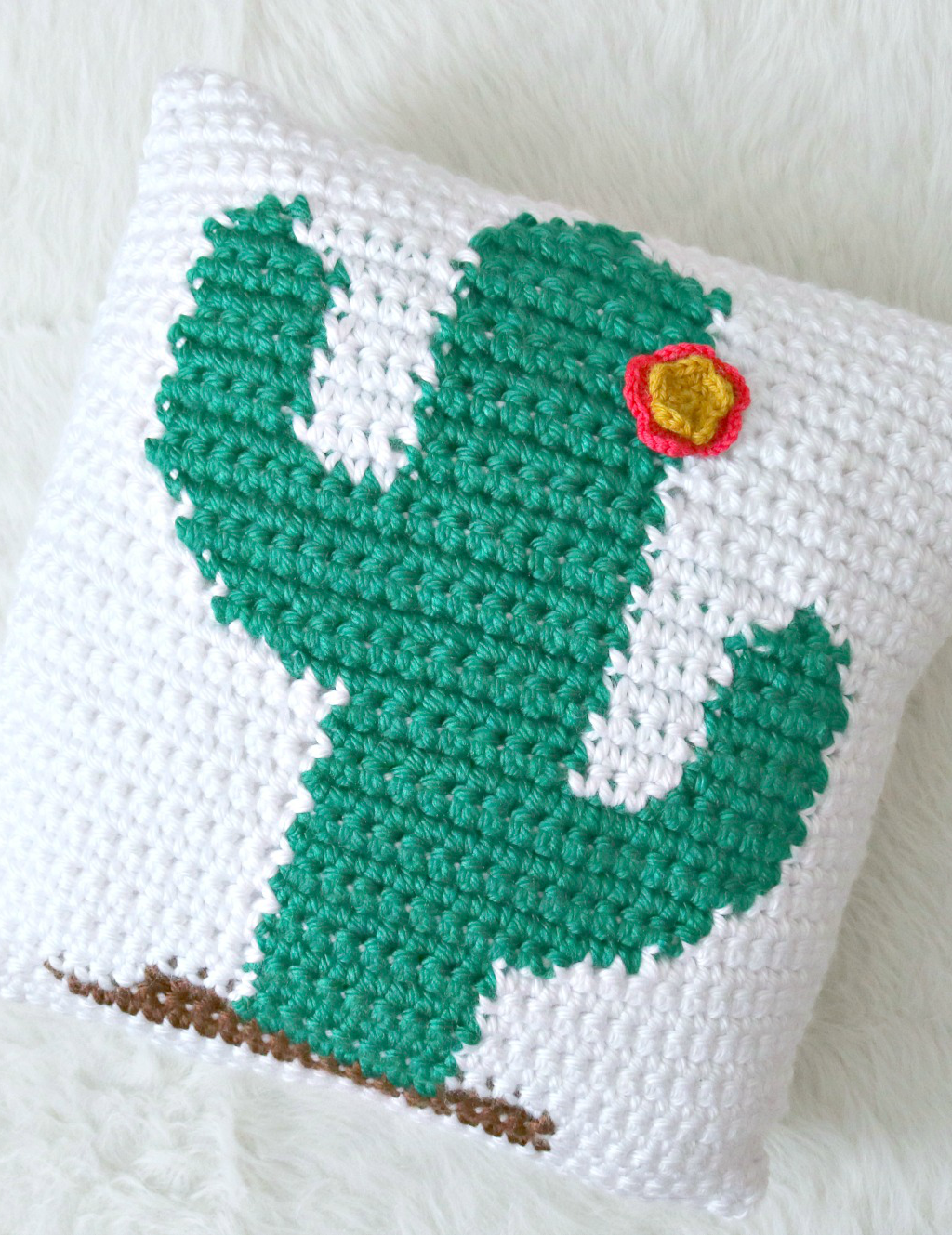 Happy Cactus Pillow // Crochet PDF Pattern