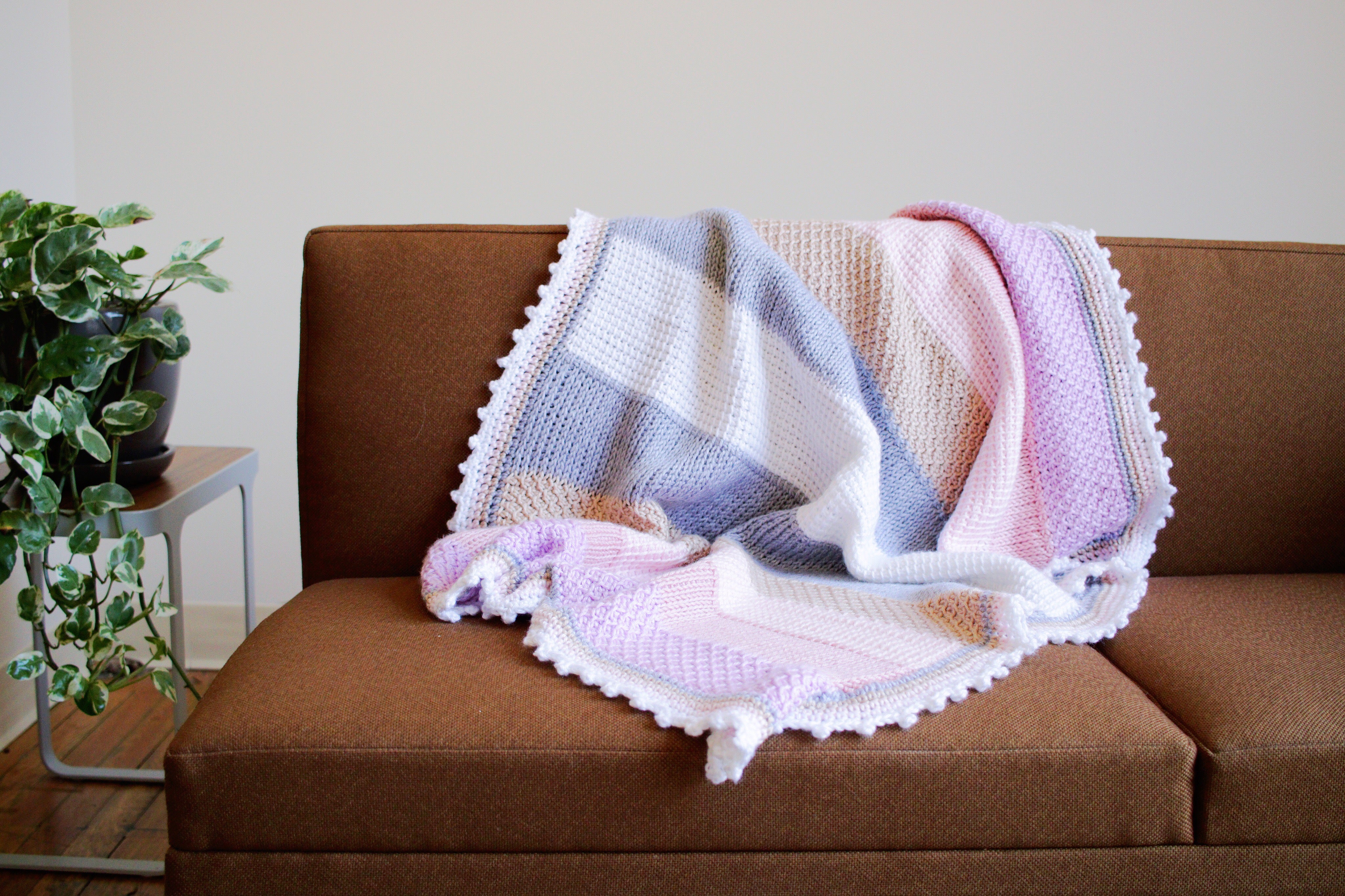 Sweet Stripes Baby Blanket // Tunisian Crochet PDF Pattern