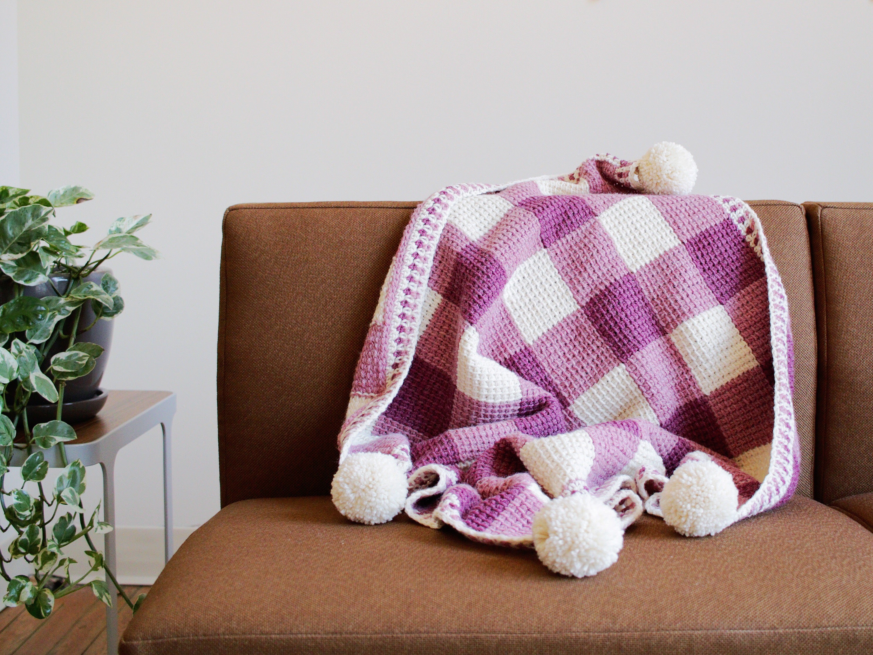 Sweet Gingham Baby Blanket // Tunisian Crochet PDF Pattern