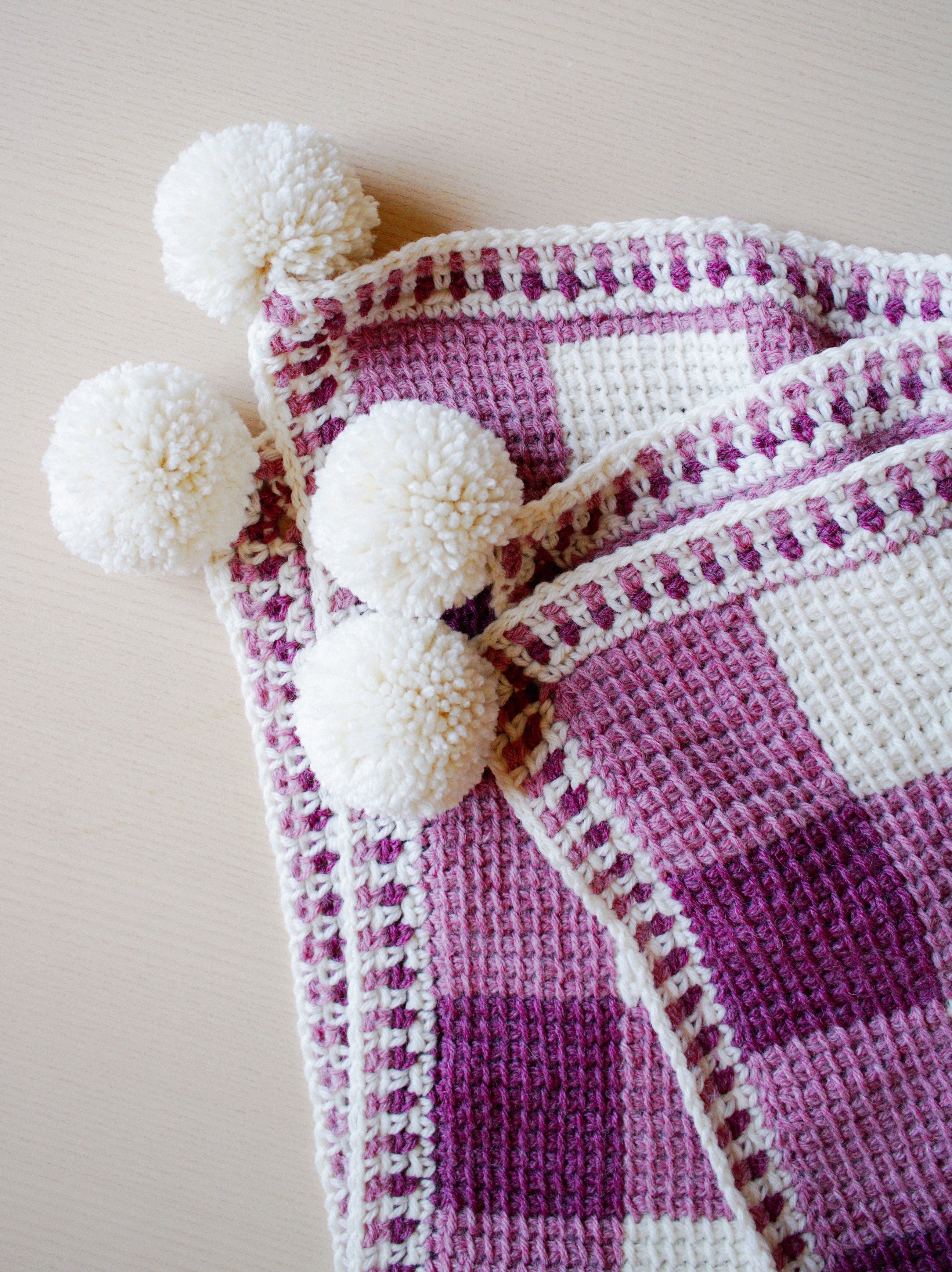 Sweet Gingham Baby Blanket // Tunisian Crochet PDF Pattern