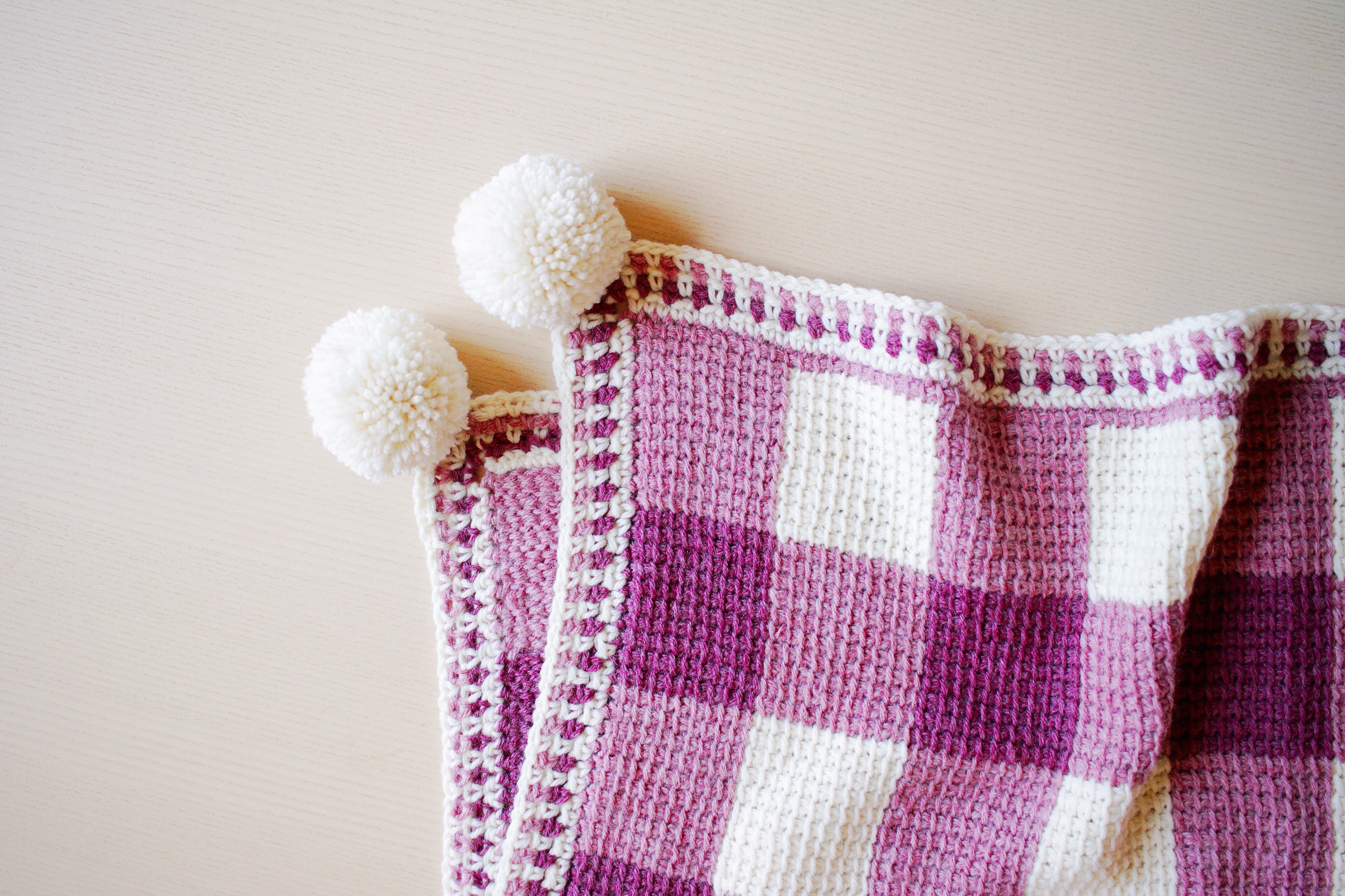 Sweet Gingham Baby Blanket // Tunisian Crochet PDF Pattern