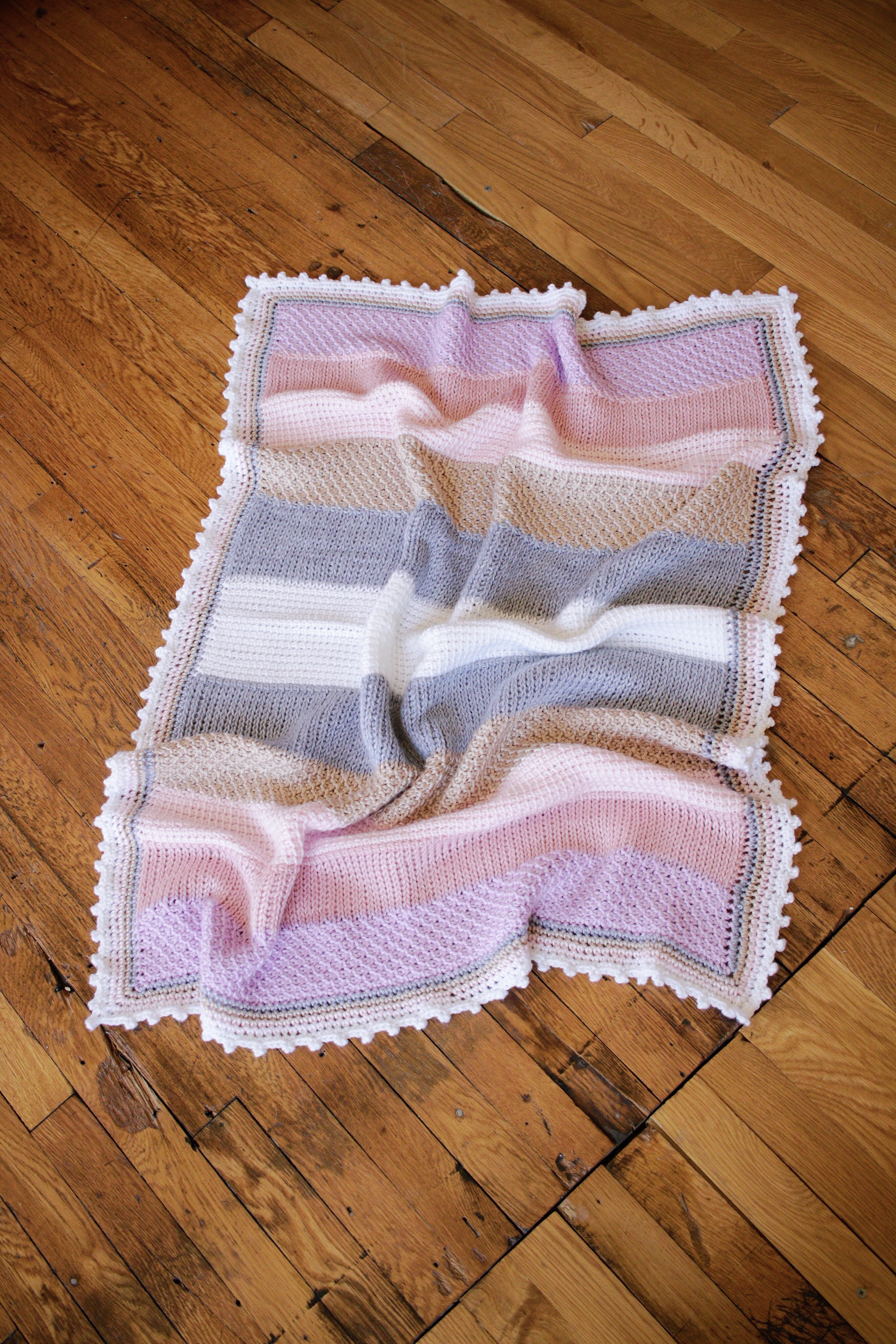 Sweet Stripes Baby Blanket // Tunisian Crochet PDF Pattern