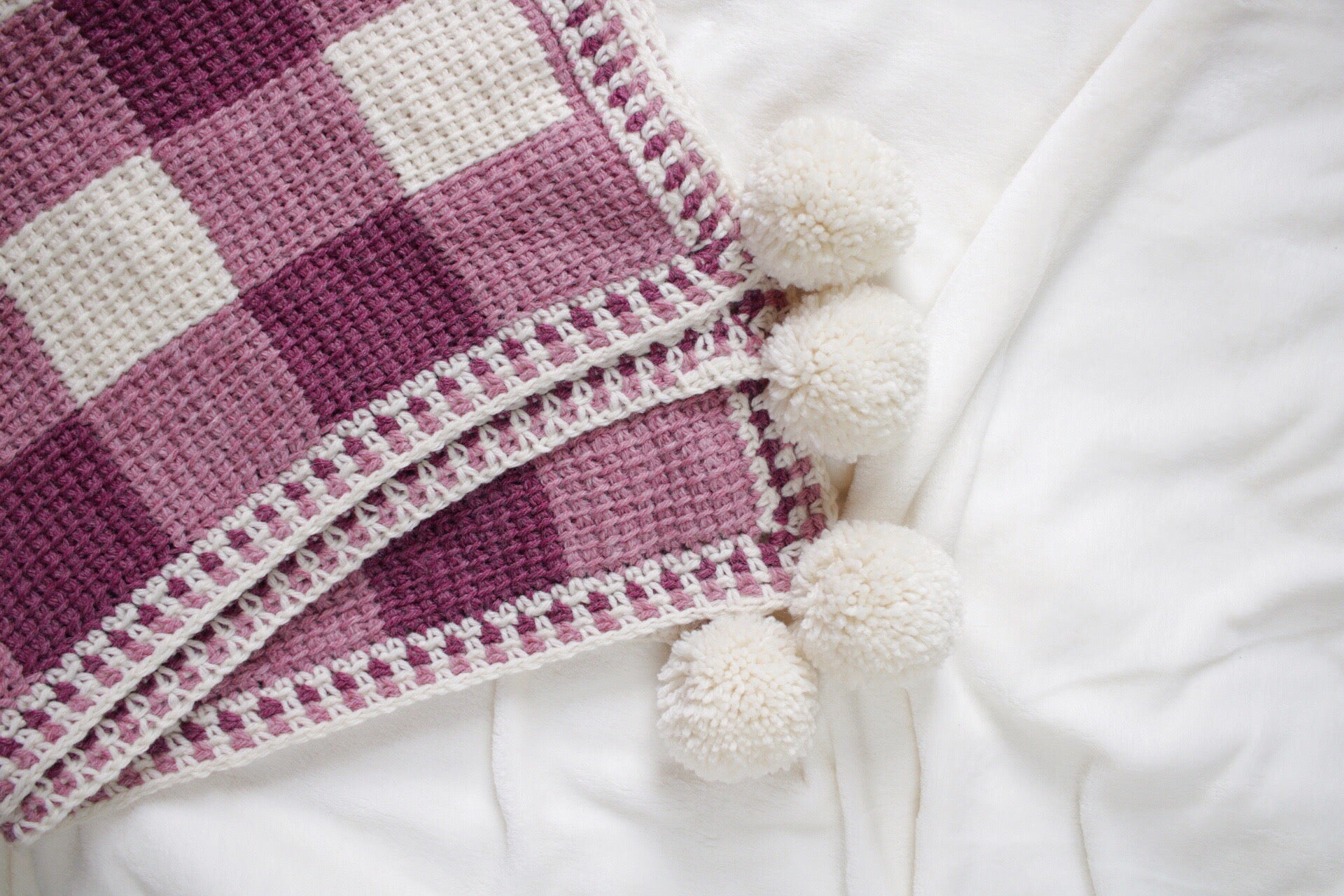 Sweet Gingham Baby Blanket // Tunisian Crochet PDF Pattern