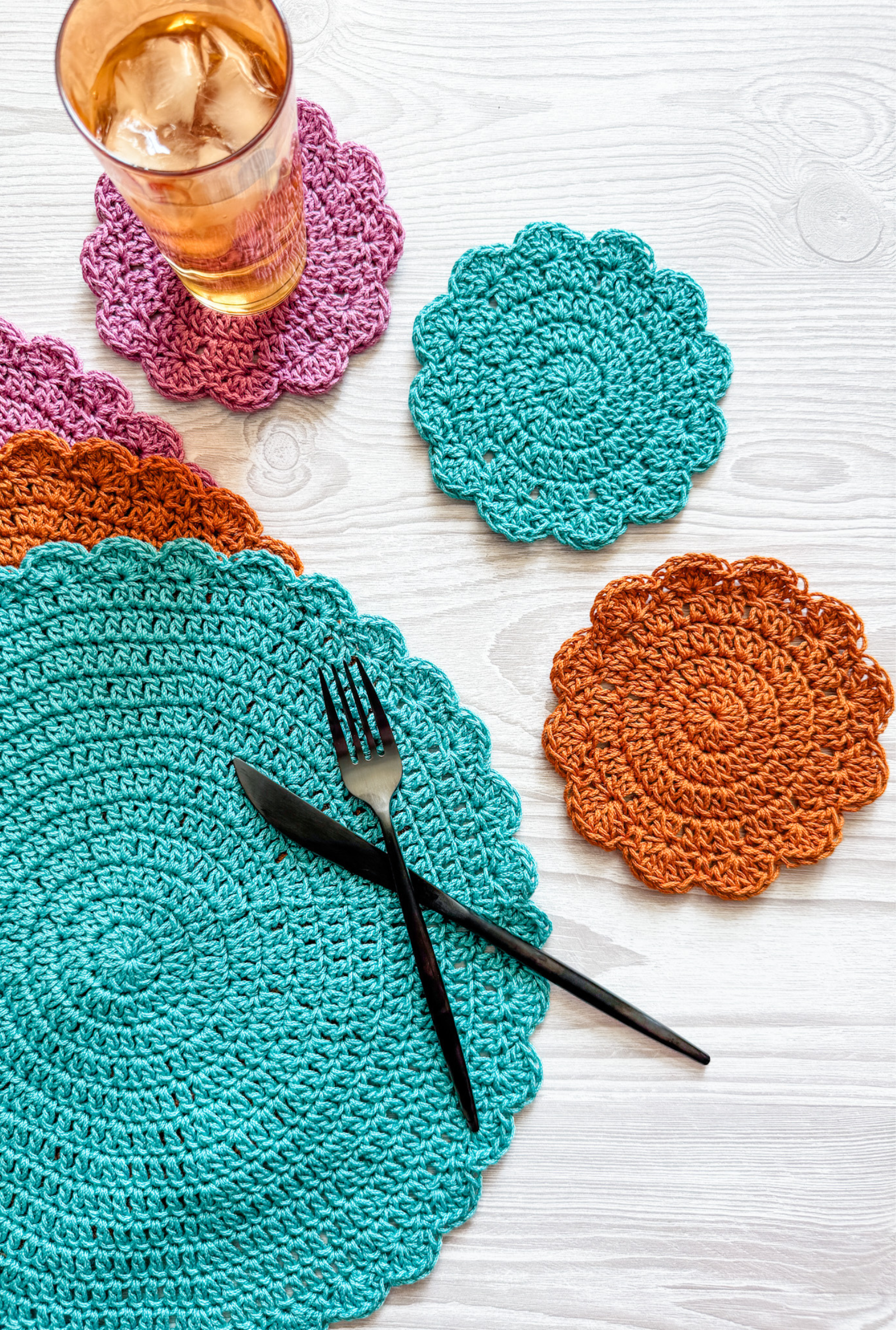 Sunrise Coaster + Placemat // Crochet PDF Pattern