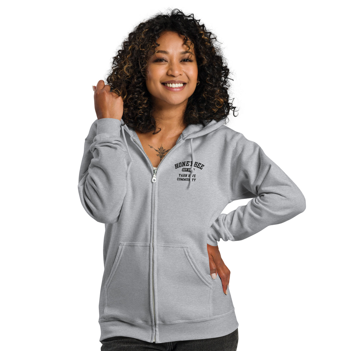 YHC Zip Up Hoodie, Black Graphic — TL Yarn Crafts