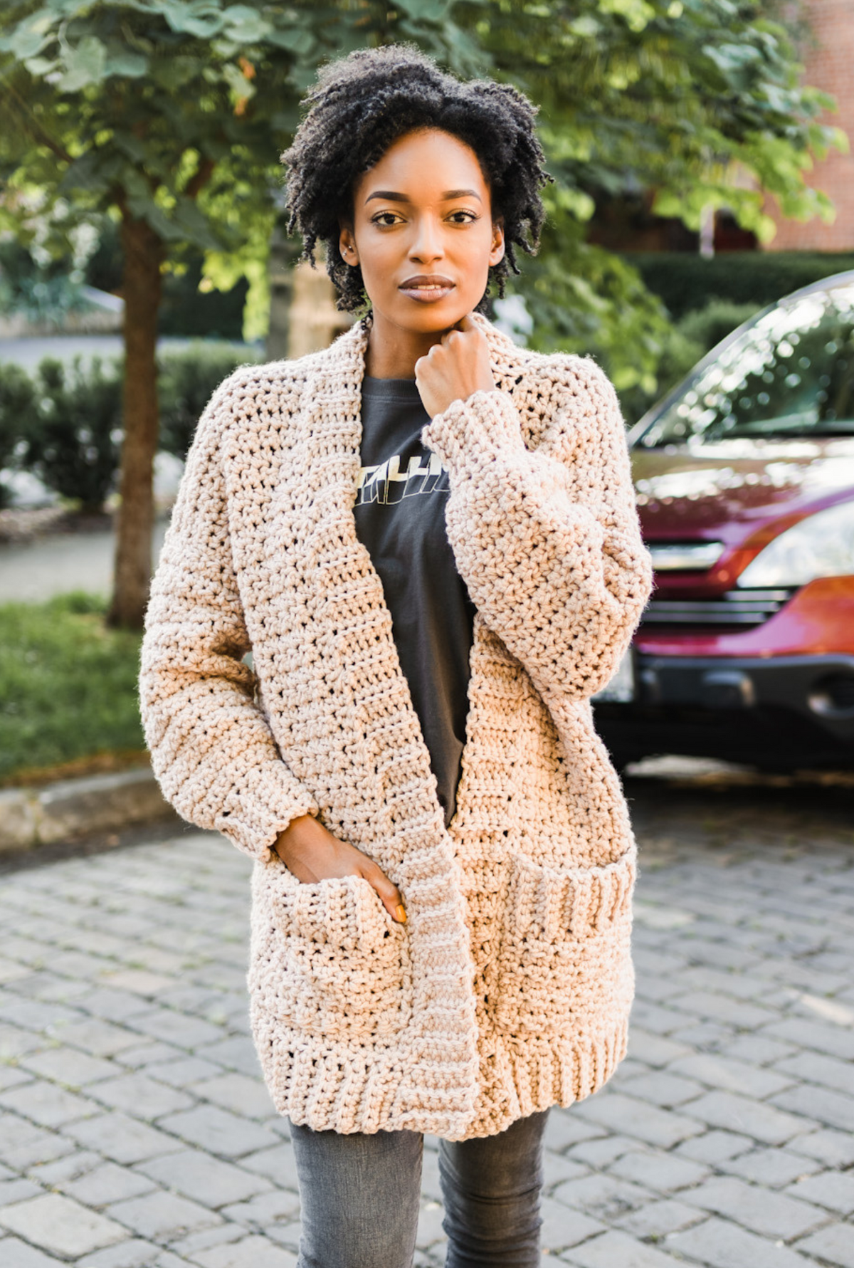 Chunky top patterned cardigan