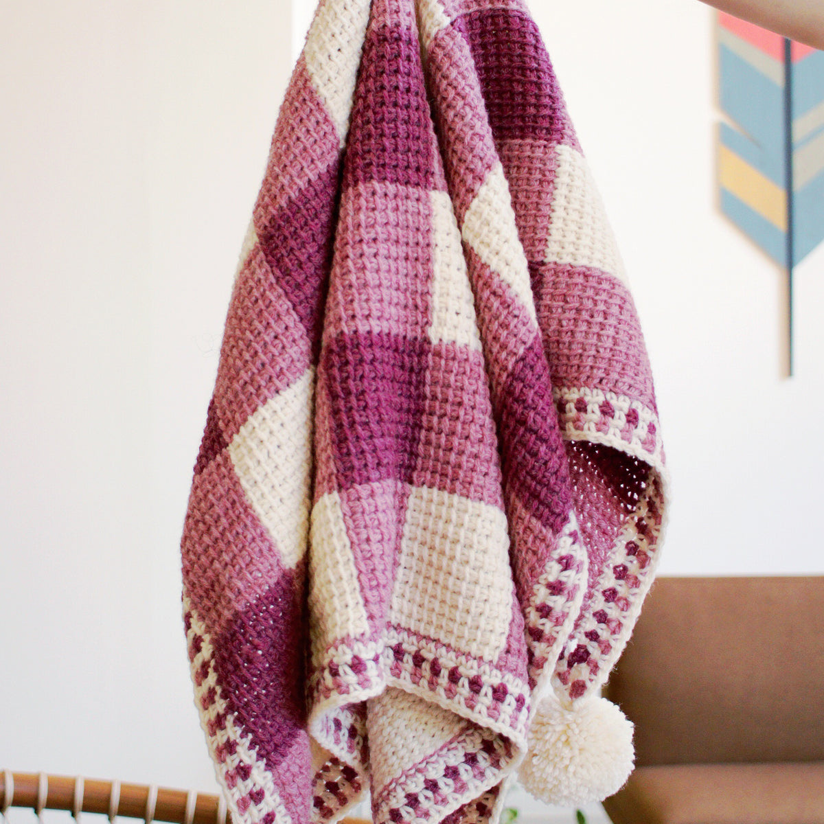 Sweet Gingham Baby Blanket Tunisian Crochet PDF Pattern TL