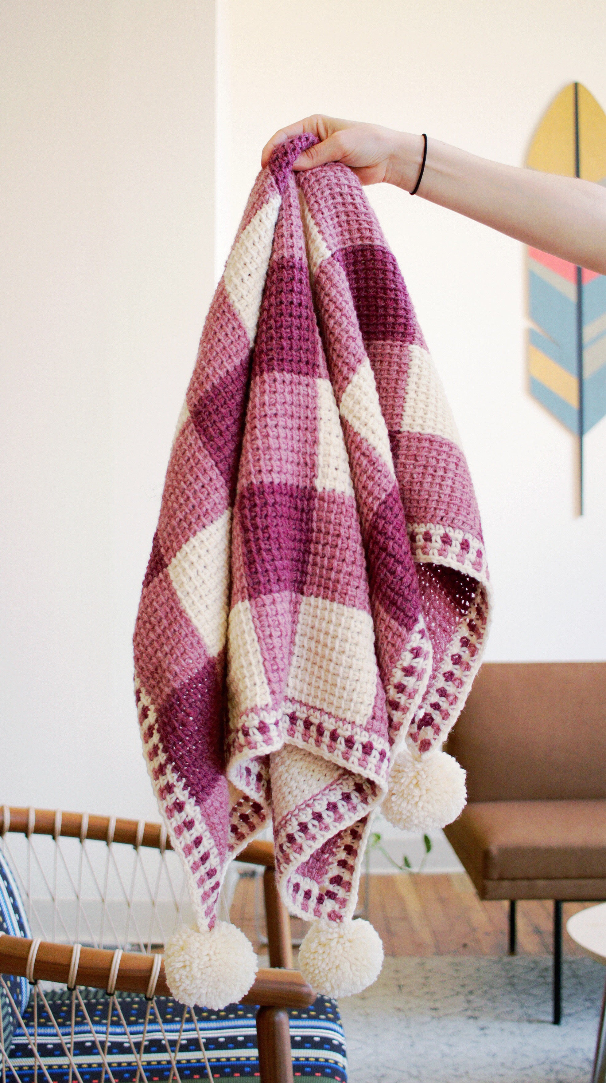 Sweet Gingham Baby Blanket // Tunisian Crochet PDF Pattern