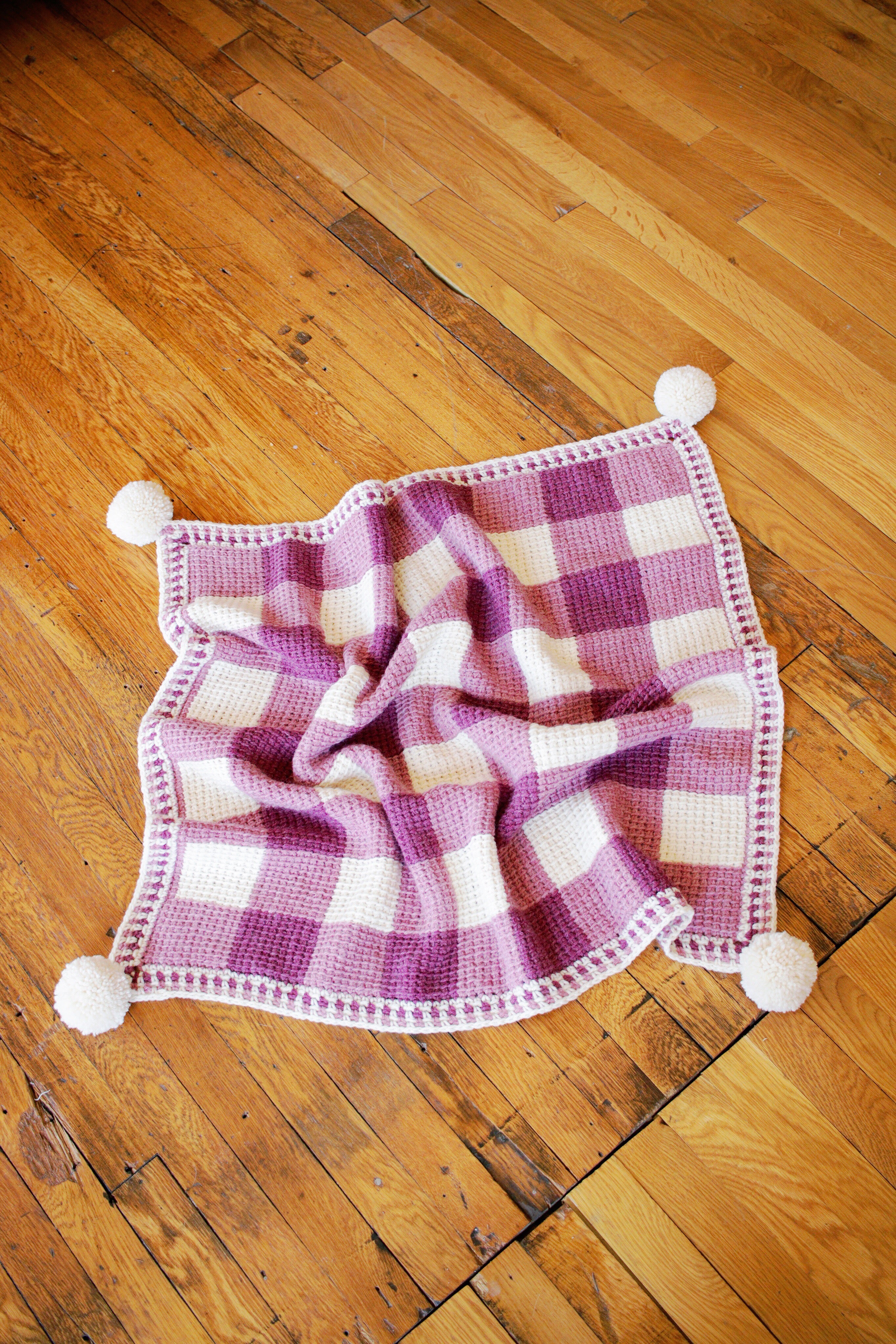 Sweet Gingham Baby Blanket // Tunisian Crochet PDF Pattern