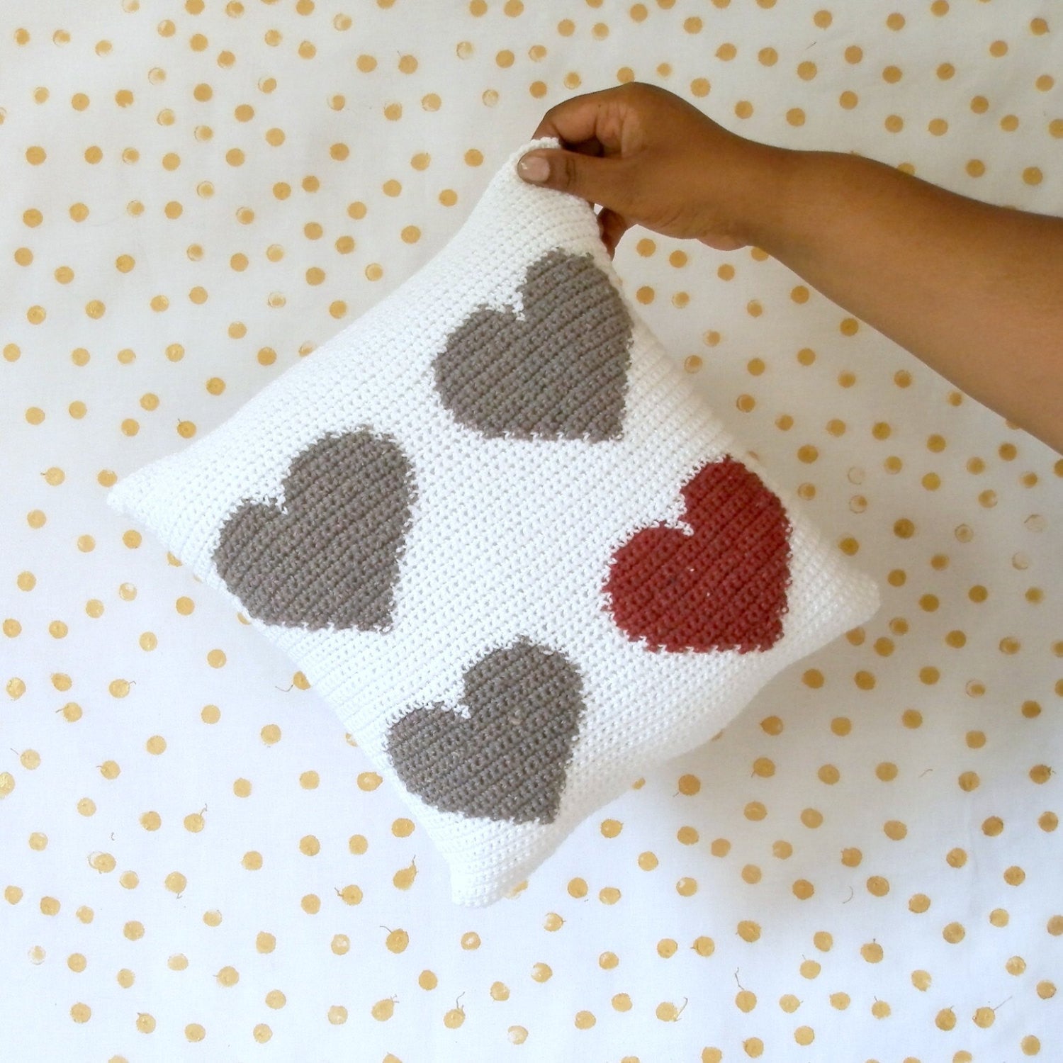 Jovial Hearts Crochet Pillow // Crochet PDF Pattern